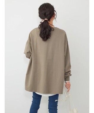 AMERICAN HOLIC 刺繍ロゴミニ裏毛ボートネックチュニック Khaki