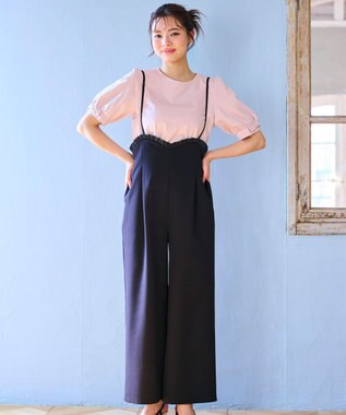 Feroux パフスリーブリボン Tシャツ ピンク系