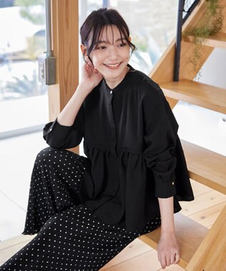 Tiaclasse 【洗える】ピンタックギャザーブラウス ブラック