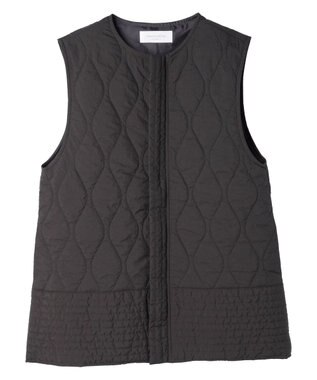 Green Parks ヒョウタンキルトミドル丈ベスト Charcoal Gray