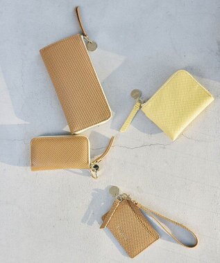 TOPKAPI 【TREASURE TOPKAPI】クロスエンボス レザー L字ファスナー ミニ 財布 キャメル