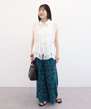 Green Parks 花柄ワイドパンツ White