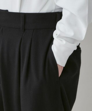 WEGO 起毛TR ワイドストレートスラックス ブラック