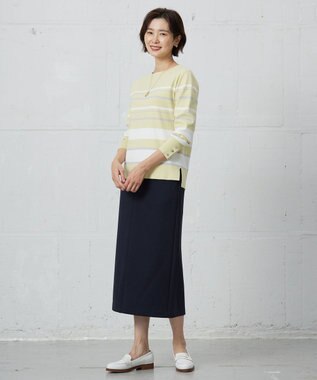 J.PRESS LADIES 【洗える】Rayon Stretch Border ニット イエロー×オフ系