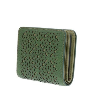genten ダイヤカットワーク　二つ折り財布 フォレストグリーン