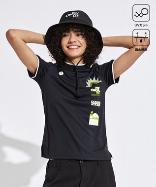 PW CIRCULUS 【UVカット / 吸水速乾】【WOMEN】グラフィティ モック T ゴルフウェア レディース ブラック系