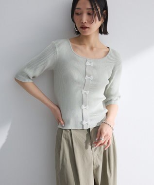 Green Parks ・ｓｗｉｎｇ　ｂｙ　フロントリボンリブニット Light Gray