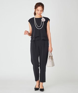 ANY フレンチスリーブブラウス×パンツ セットアップ ネイビー系