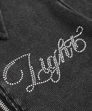 WEGO ラインストーンロゴWZIPトップス スミクロ