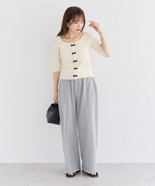 Green Parks ・ｓｗｉｎｇ　ｂｙ　フロントリボンリブニット Light Gray