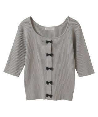 Green Parks ・ｓｗｉｎｇ　ｂｙ　フロントリボンリブニット Light Gray