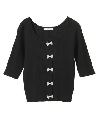 Green Parks ・ｓｗｉｎｇ　ｂｙ　フロントリボンリブニット Light Gray