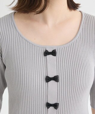 Green Parks ・ｓｗｉｎｇ　ｂｙ　フロントリボンリブニット Light Gray