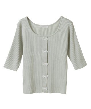 Green Parks ・ｓｗｉｎｇ　ｂｙ　フロントリボンリブニット Light Gray