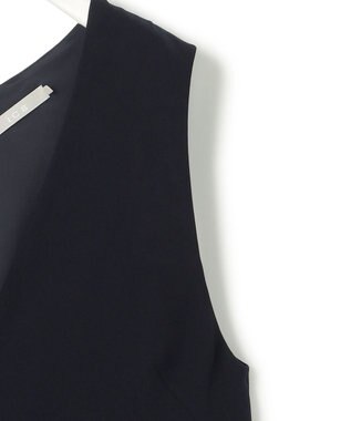 ICB L 【洗える】ライトダブルクロス Vネックワンピース ネイビー系