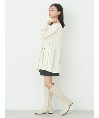 earth music&ecology プリーツドッキングカーディガン Ivory