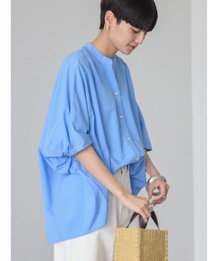 AMERICAN HOLIC 接触冷感＋ＵＶカット　ギャザースリーブブラウス Sax