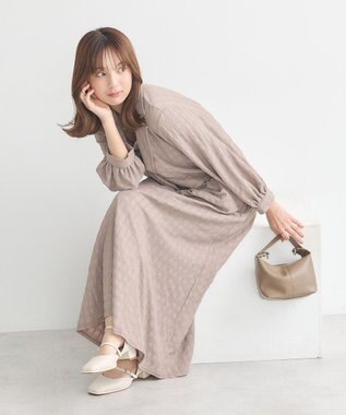 earth music&ecology ＳＥＴ２点ジャカードシャツ＋キャミドレ Mocha