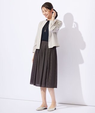 J.PRESS LADIES L グログランジャージー カーディガン グレージュ系