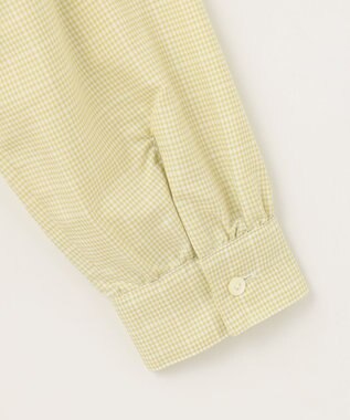 J.PRESS LADIES L 【洗える】セルロース チェック バンドカラー ブラウス ピスタチオ系3