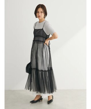 Green Parks ・ＥＬＥＮＣＡＲＥ　ＤＵＥ　２ｗａｙチュールキャミワンピ Black