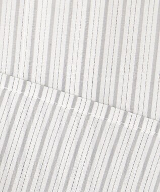 ANY SIS 【洗える】シャーリングフリルスタンド ブラウス グレーストライプ