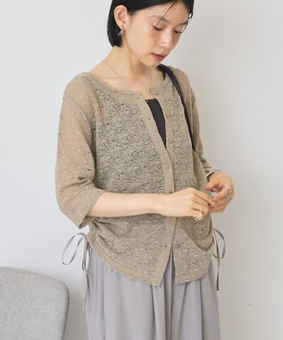 AMERICAN HOLIC レース5分袖カーディガン Beige