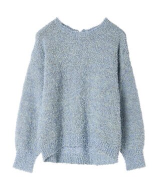 YECCA VECCA レースアップリボンヤーンニット Blue