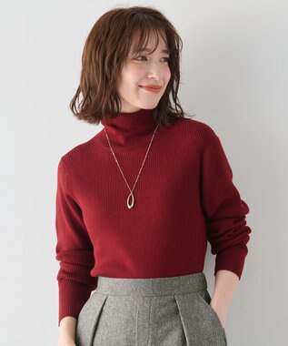 ANY 【洗濯機可】ウォームニットリブタートルネック レッド