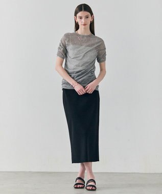 BEIGE， TOPAZ / アレンジギャザー ニット L.Grey
