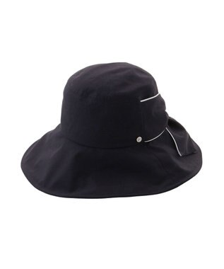 MOONBAT 【遮光100％/遮熱/UV】HIROKO KOSHINO(ヒロコ コシノ)遮光 ビッグリボンハット 帽子 広つば ゆったりMサイズ 手洗い可能/サイズ調整可能/日本製 ディープブルー