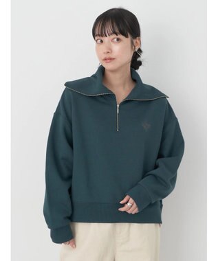 earth music&ecology ハーフＺＩＰ裏起毛プルオーバー Dark Green