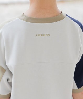J.PRESS KIDS 【吸水速乾】【140-170cm】ポンチローマ トリコロール 切替Ｔシャツ ライトグレー系