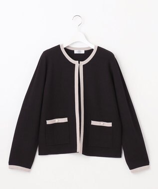 J.PRESS LADIES S 【WEB限定カラーあり・洗える】TRIM RAYON STRETCH カーディガン ブラック系