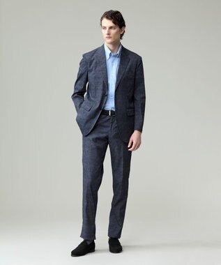 J.PRESS MEN 感動！？上品な見た目に着心地抜群なセットアップ【MECHANICAL】【超軽量 / 清涼感 / 洗える】 ハイパワーストレッチ リネンルックジャケット グレー系