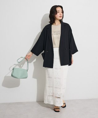 Green Parks クロシェニットスカート White