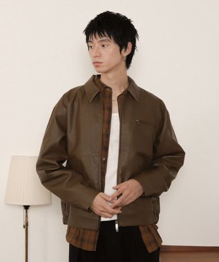 WEGO PUダブルZIPブルゾン ブラウン