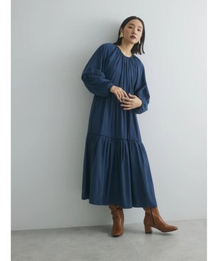 Green Parks armonia. ティアード配色パイピングワンピース Navy