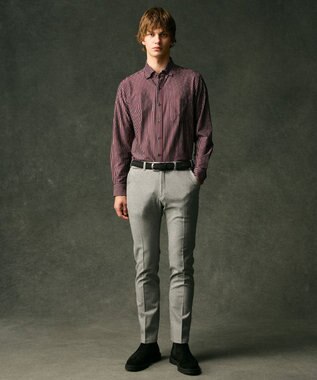 JOSEPH ABBOUD 【キングサイズ・ウエストも伸びる!オーガニックコットン使用】ムリネへリンボンストレッチ パンツ ライトグレー系