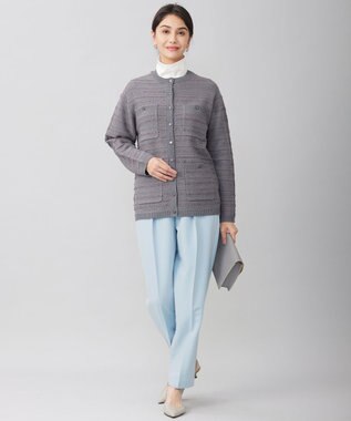 自由区 【洗える】オックスストレッチテーパード パンツ サックス