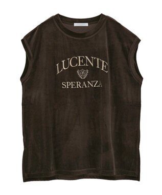 Green Parks ベロアロゴフレンチスリーブチュニック Brown