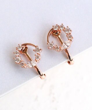 Tiaclasse 【金属アレルギー対応】　サークルストーンイヤリング ピンクゴールド