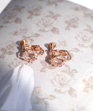 Tiaclasse 【金属アレルギー対応】　サークルストーンイヤリング ピンクゴールド