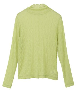 earth music&ecology ハイネックシアーうねうねプルオーバー Light Green