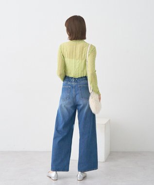 earth music&ecology ハイネックシアーうねうねプルオーバー Light Green