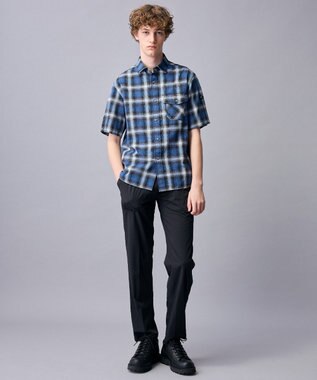 JOSEPH ABBOUD MOUNTAIN 【日本素材/ドライタッチ/軽量/オーガニックコットン】ドライチェック アウトドアシャツ ネイビー系3