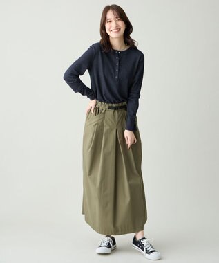 ANY クリアラメフライスヘンリーネックプルオーバー ネイビー