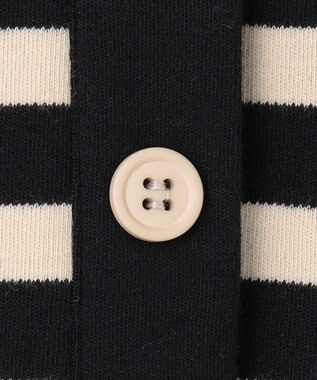 23区 L 【CanCam４月号掲載/洗える】Armor-lux スムース バックボタン ボーダー カットソー ブラック×ベージュ