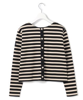 23区 L 【CanCam４月号掲載/洗える】Armor-lux スムース バックボタン ボーダー カットソー ブラック×ベージュ