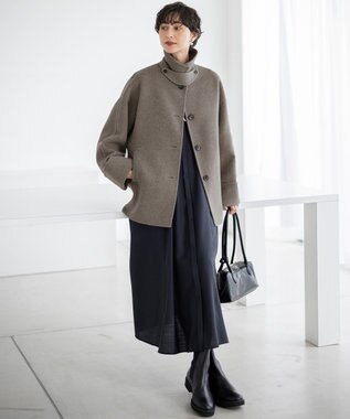 23区 L 【洗える】TWビエラ シャツワンピース ネイビー系